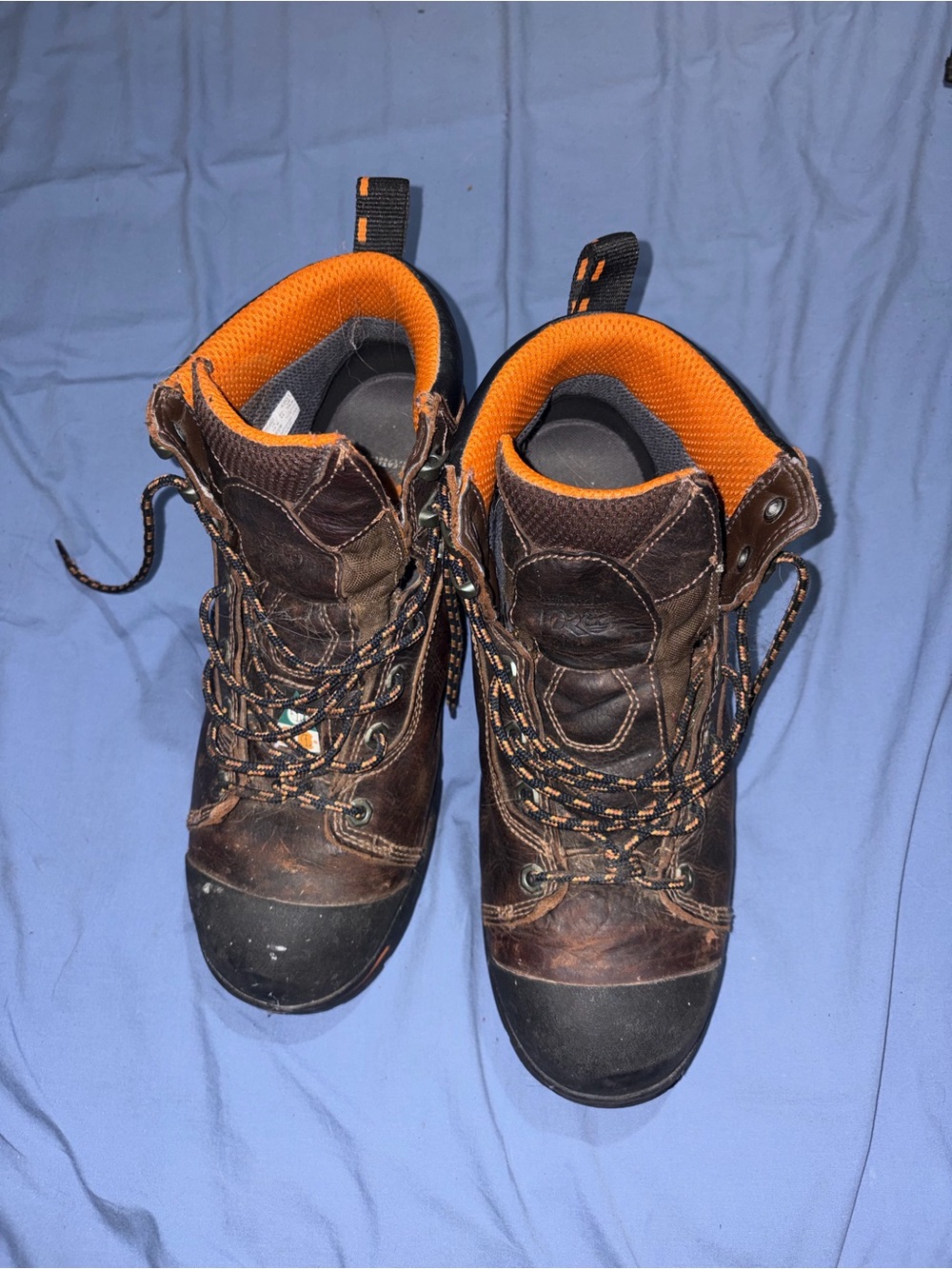 Timberland Brown Work Boots with Orange Interior